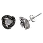 Target Women's Oxidized Loveknot Stud Earrings With Clear Cubic Zirconia In Sterling Silver - Clear/gray