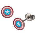 Marvel Captain America Logo Stainless Steel Stud Earrings, Kids Unisex