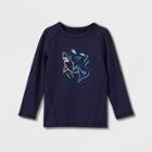 Toddler Boys' Shark Print Long Sleeve Rash Guard Swim Shirt - Cat & Jack Navy