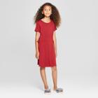 Girls' Short Sleeve Corset Side Detail Dress - Art Class Red