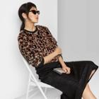 Women's Animal Print Long Sleeve Crewneck Faux Fur Sweatshirt - Wild Fable Brown Xs, Women's,