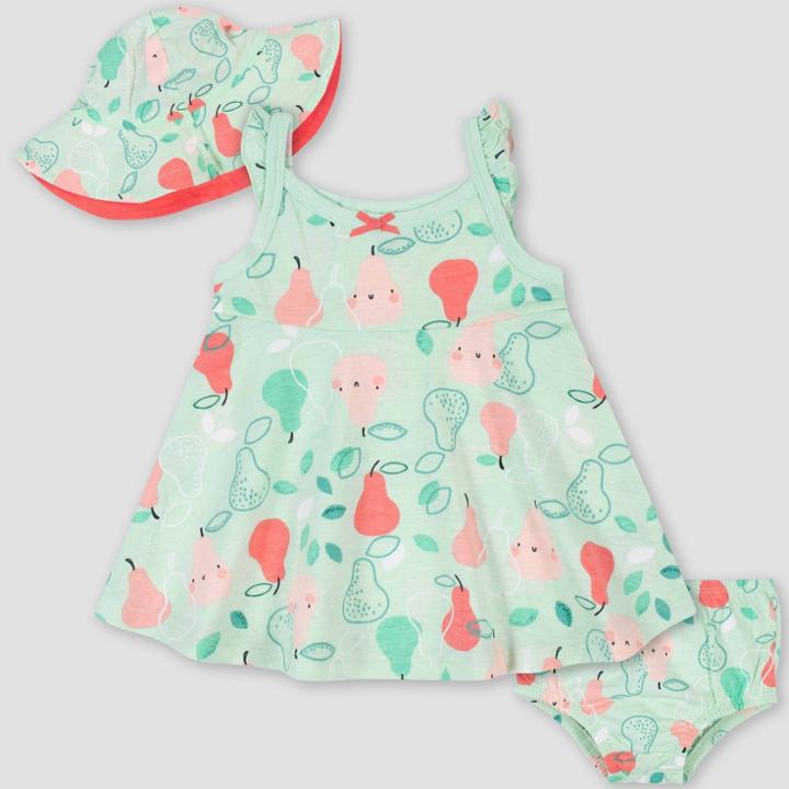Gerber Baby Girls' 3pc Pear Sundress Set - Green