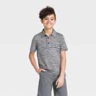 Boys' Striped Golf Polo Shirt - All In Motion Heathered Black