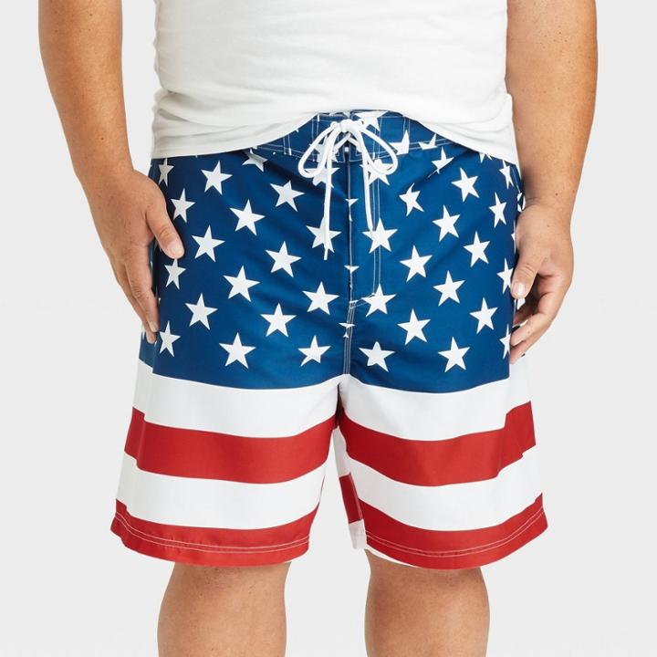 Bioworld Men's Big & Tall Stars And Stripes Swim