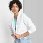 Women's Cropped Zip-up Hoodie - Wild Fable White