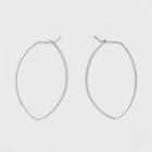 Silver Plated Open Wire Oval Shape Hoop Earrings - A New Day