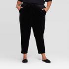 Women's Plus Size Velour Joggers - A New Day Black X, Women's