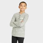 Boys' Heathered Jersey Knit Henley T-shirt - Cat & Jack Gray