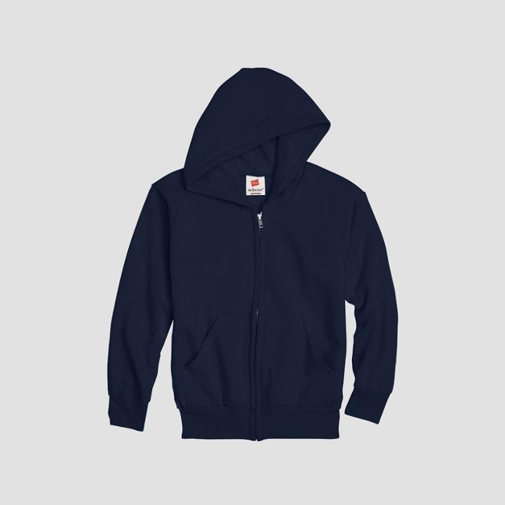 Hanes Kids' Comfort Blend Eco Smart Full-zip Hoodie Sweatshirt - Navy