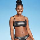 Juniors' Faux Leather Look Bralette Bikini Top - Xhilaration Black