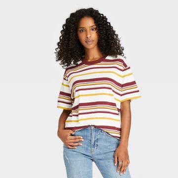Women's Weekend Soul Striped Oversized Lounge T-shirt - Red
