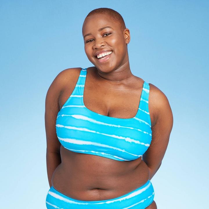 Women's Plus Size Bralette Bikini Top - Xhilaration Blue Tie-dye