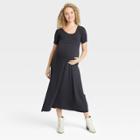 The Nines By Hatch Short Sleeve Shirred Jersey Maternity Dress Black