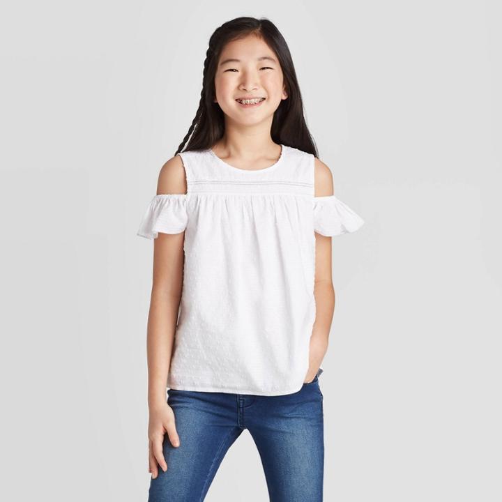 Girls' Cold Shoulder Blouse - Cat & Jack Fresh White
