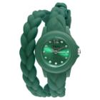 Tko Orlogi Women's Tko Braided Rubber Double Wrap Watch - Green