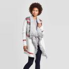 Women's Long Sleeve Holiday Open Cardigan With Fringe Detail - Knox Rose Gray