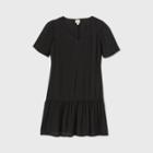Women's Plus Size Short Sleeve Ruffle Hem Dress - A New Day Black