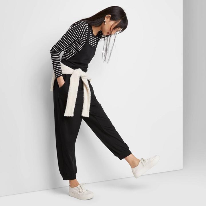 Women's Sleeveless Square Neck Knit Jumpsuit - Wild Fable Black
