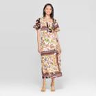 Women's Floral Print Short Sleeve V-neck Wrap Dress With Belt - Who What Wear