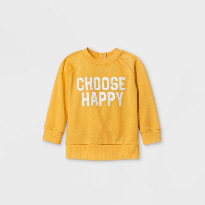 Grayson Mini Baby Girls' 'choose Happy' Sweatshirt - Yellow Newborn