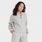 Women's Henley Neck Button-front Pullover Sweater - Universal Thread Gray