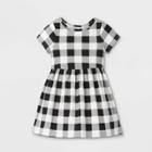 Toddler Girls' Knit Short Sleeve Dress - Cat & Jack Black/cream