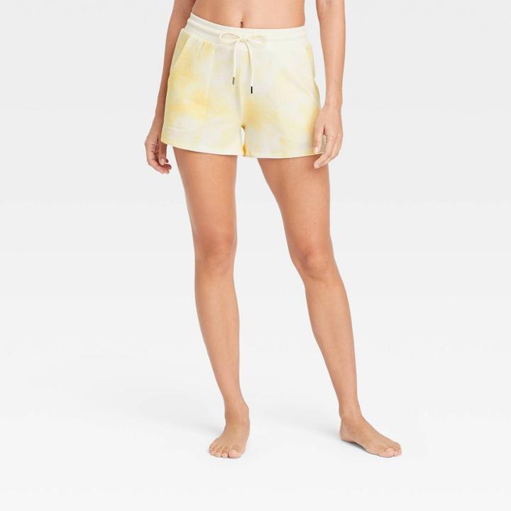 Women's Beautifully Soft Fleece Tie-dye Lounge Shorts - Stars Above Yellow