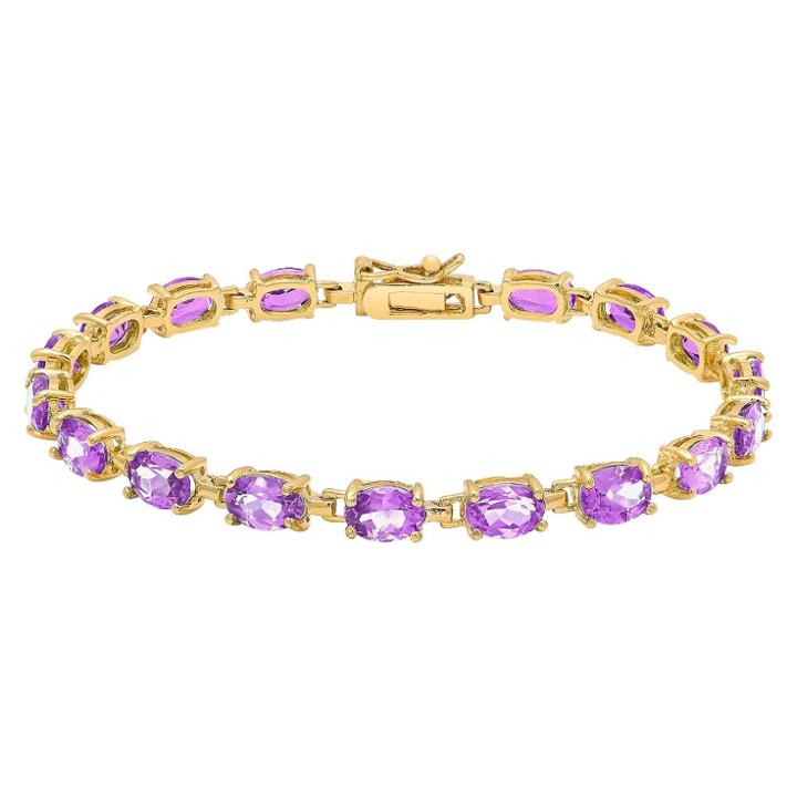 Target 13.50 Carat Tw Oval-cut Amethyst Tennis Bracelet In Sterling Silver Covered In Gold, Girl's