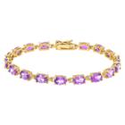 Target 13.50 Carat Tw Oval-cut Amethyst Tennis Bracelet In Sterling Silver Covered In Gold, Girl's