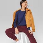 Women's Long Sleeve Crew Neck Waffle Boxy T-shirt - Wild Fable Blue