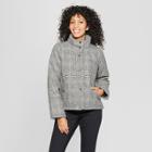 Women's Plaid Puffer Jacket - A New Day Black