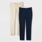 Girls' 2pc Skinny Twill Uniform Chino Pants - Cat & Jack Pita Bread And Fighter Pilot Blue