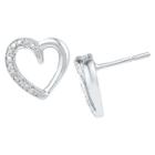 Target Diamond Accent Prong Set Heart Stud Earring In Sterling Silver (ij-i2-i3), Women's, White
