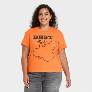 33 Revolutions Women's Plus Size Halloween Best Boos Costume Short Sleeve Graphic T-shirt - Orange