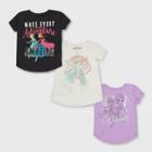 Toddler Girls' Frozen 3pk Short Sleeve T-shirts - Black/purple/white 3t,