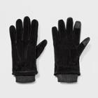 Men's Black Pig Suede Glove With Faux Fur Lined & Charcoal Acrylic Knit Cuff Gloves - Goodfellow & Co Black