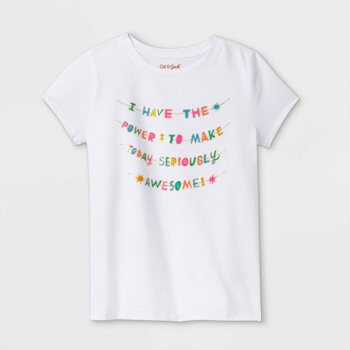 Girls' 'seriously Awesome' Short Sleeve Graphic T-shirt - Cat & Jack White