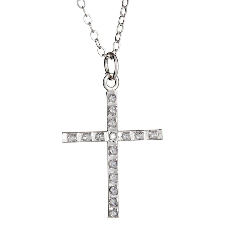 Target Sterling Silver Pendant Necklace With Diamond Accents - White, Women's