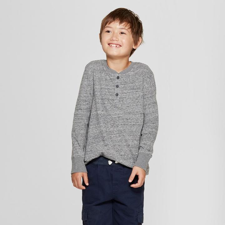 Boys' Long Sleeve Henley Shirt - Cat & Jack Gray