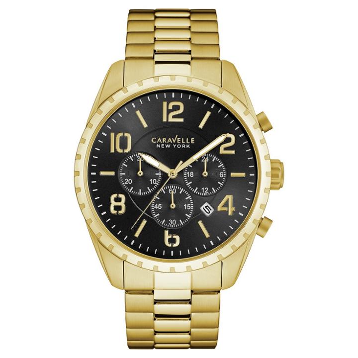 Men's Caravelle New York Stainless Steel Chronograph Watch 44b114 - Bright Gold