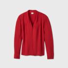 Women's Long Sleeve Popover Blouse - A New Day Red