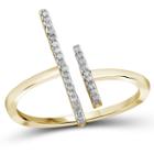 Distributed By Target 1/10 Ct. T.w. Round-cut White Diamond Prong Set Bar Ring In Gold Over Silver