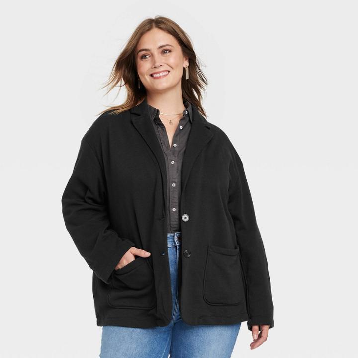 Women's Plus Size Knit Blazer - Universal Thread Black