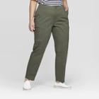 Women's Plus Size Slim Fit Chino Pants - Ava & Viv Olive (green)