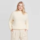 Women's Plus Size Crewneck Fuzzy Pullover Sweater - Who What Wear Yellow 4x, Women's,