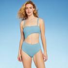 Women's Ribbed Cut Out One Piece Swimsuit - Shade & Shore Blueberry