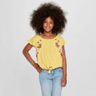 Girls' Embroidered Short Sleeve T-shirt - Art Class Yellow