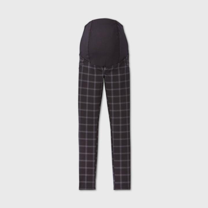 Maternity Plaid Cross Panel Ponte Pants - Isabel Maternity By Ingrid & Isabel Black