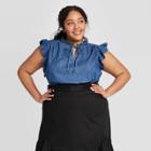 Women's Plus Size Sleeveless Ruffle Blouse - Who What Wear Blue 1x, Women's,