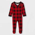 Baby Holiday Buffalo Check Flannel Matching Family Footed Pajama - Wondershop Red